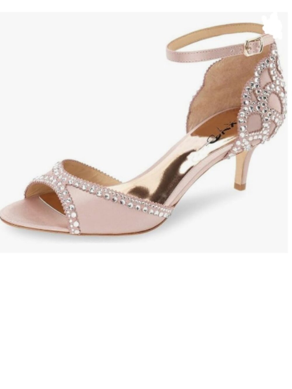XYD Pink Chic Peep Toe D'Orsay Kitten Hee, Rhinestone Ankle Strap Sandals
